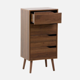 Sweeek - Tall Chest Of Drawers Wood Decor 4 Drawers Walnut 48X39.5X96 Cm - Nepal - thumbnail 3