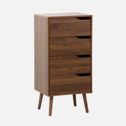 Sweeek - Tall Chest Of Drawers Wood Decor 4 Drawers Walnut 48X39.5X96 Cm - Nepal - thumbnail 1