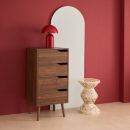 Sweeek - Tall Chest Of Drawers Wood Decor 4 Drawers Walnut 48X39.5X96 Cm - Nepal - thumbnail 6