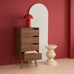 Sweeek - Tall Chest Of Drawers Wood Decor 4 Drawers Walnut 48X39.5X96 Cm - Nepal - thumbnail 7