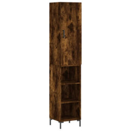 Berkfield Highboard Smoked Oak 34.5X34X180 Cm Engineered Wood - thumbnail 2