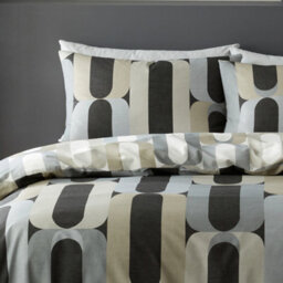 Fusion Orea Retro Inspired Easycare Charcoal Duvet Cover Set - thumbnail 2