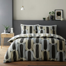 Fusion Orea Retro Inspired Easycare Charcoal Duvet Cover Set - thumbnail 1