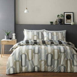 Fusion Orea Retro Inspired Easycare Charcoal Duvet Cover Set - thumbnail 3