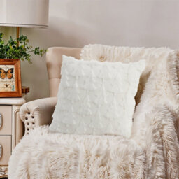 Living And Home 3D Christmas Tree Design White Cozy Soft Plush Throw Pillowcase Cushion Cover - thumbnail 4