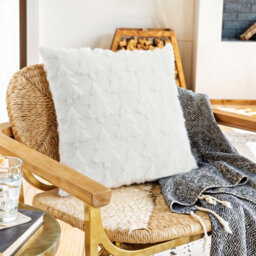 Living And Home 3D Christmas Tree Design White Cozy Soft Plush Throw Pillowcase Cushion Cover - thumbnail 3
