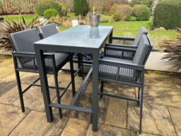 Garden Market Place Monaco Tall Garden Bar Table Dining Aluminium Set Complete With 4 Tall Chair Stools And Cushions - thumbnail 7