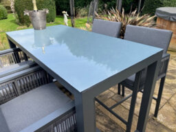 Garden Market Place Monaco Tall Garden Bar Table Dining Aluminium Set Complete With 4 Tall Chair Stools And Cushions - thumbnail 3
