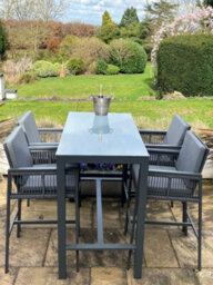 Garden Market Place Monaco Tall Garden Bar Table Dining Aluminium Set Complete With 4 Tall Chair Stools And Cushions - thumbnail 2