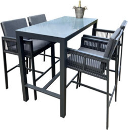 Garden Market Place Monaco Tall Garden Bar Table Dining Aluminium Set Complete With 4 Tall Chair Stools And Cushions - thumbnail 1