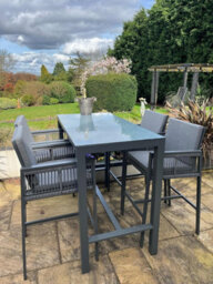 Garden Market Place Monaco Tall Garden Bar Table Dining Aluminium Set Complete With 4 Tall Chair Stools And Cushions - thumbnail 8