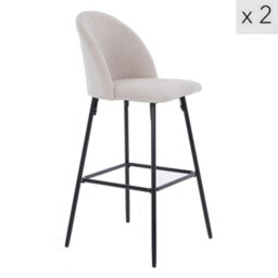 Nordlys Set Of 2 Bar Stools In Metal And Beige Velvet Modern Design Style Dining Room - thumbnail 1