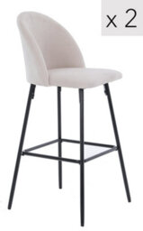 Nordlys Set Of 2 Bar Stools In Metal And Beige Velvet Modern Design Style Dining Room - thumbnail 2