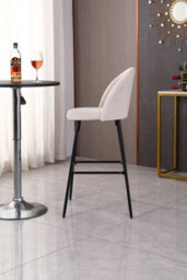 Nordlys Set Of 2 Bar Stools In Metal And Beige Velvet Modern Design Style Dining Room - thumbnail 5