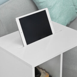 Sobuy Fbt48-W, Side Table End Table On Wheels With 2 Storage Shelves & Tablet Holder,white,w45Xd35Xh57.5 - thumbnail 5