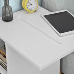 Sobuy Fbt48-W, Side Table End Table On Wheels With 2 Storage Shelves & Tablet Holder,white,w45Xd35Xh57.5 - thumbnail 4