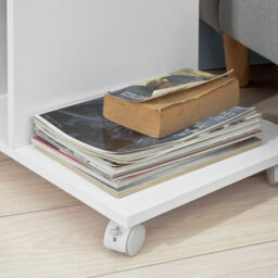Sobuy Fbt48-W, Side Table End Table On Wheels With 2 Storage Shelves & Tablet Holder,white,w45Xd35Xh57.5 - thumbnail 6
