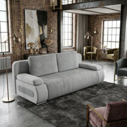 Emma M Corduroy Sofa Bed For Living Room Mdf Frame With Storage Loose Back Cushions 200X92X77 Cm Light Grey - thumbnail 3