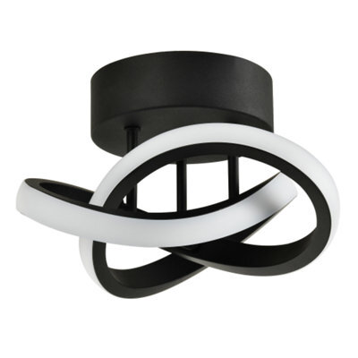 Happy Homewares Modern Led Black Ceiling Light With Swirl Thick Metal Strip Creates 1253 Lumens - image 1