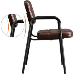 Yaheetech Set Of 2 Upholstered Reception Chair With Armrest Brown - thumbnail 6