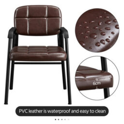Yaheetech Set Of 2 Upholstered Reception Chair With Armrest Brown - thumbnail 4