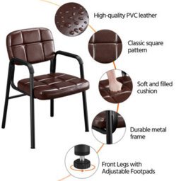 Yaheetech Set Of 2 Upholstered Reception Chair With Armrest Brown - thumbnail 5
