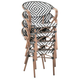 Beliani Garden Dining Set 4 Seater Caspri Pe Rattan Black/ White - thumbnail 5