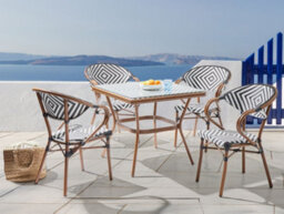 Beliani Garden Dining Set 4 Seater Caspri Pe Rattan Black/ White - thumbnail 2