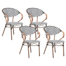 Beliani Garden Dining Set 4 Seater Caspri Pe Rattan Black/ White - thumbnail 4