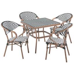 Beliani Garden Dining Set 4 Seater Caspri Pe Rattan Black/ White - thumbnail 1