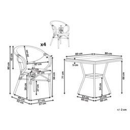 Beliani Garden Dining Set 4 Seater Caspri Pe Rattan Black/ White - thumbnail 3