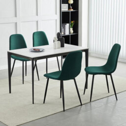 MCC Direct Set Of 4 Teddy Faux Fur Stitched Design Dining Chairs Green Bella By Mcc