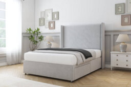 "Sloomy Devonshire Silver Plush Divan Bed Base No Drawers With 54"" Wingback Headboard 3' Single" - thumbnail 3