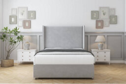 "Sloomy Devonshire Silver Plush Divan Bed Base No Drawers With 54"" Wingback Headboard 3' Single" - thumbnail 2
