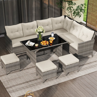 Costway 7 Pieces Patio Conversation Set Outdoor Pe Rattan Sectional Sofa Set With Cushions-White - image 1