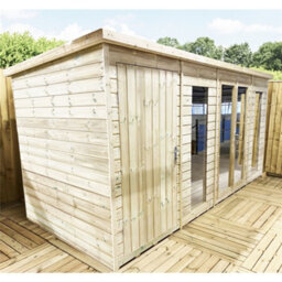 Marlborough - 10 X 11 Combi Pressure Treated T&g Pent Summerhouse + Side Garden Shed (10Ft X 11Ft) / (10' X 11') (10X11) - thumbnail 2