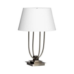 Orsina Satin Nickel Finish Table Lamp With Tapered White Shade,lamp With Four Upward Curving Arms,bedside Lamp