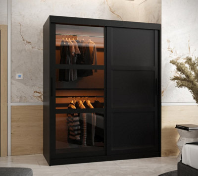 Arte Parma Iii Sliding Door Wardrobe (H2000mm W1500mm D620mm) With Shelves -Black Matt - image 1