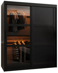 Arte Parma Iii Sliding Door Wardrobe (H2000mm W1500mm D620mm) With Shelves -Black Matt - thumbnail 2