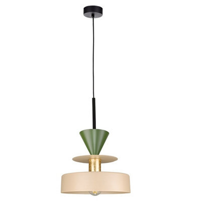 Luminosa Lighting Luminosa Valia Dome Pendant Ceiling Light Beige, Green 1X E27 - image 1
