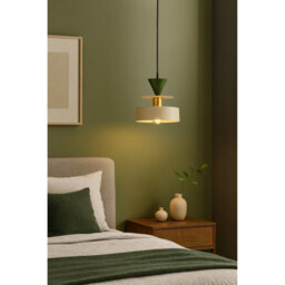 Luminosa Lighting Luminosa Valia Dome Pendant Ceiling Light Beige, Green 1X E27 - thumbnail 2
