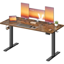 Height Adjustable Electric Work Desk With Memory Function And Sedentary Reminder, Rustic Brown - thumbnail 7