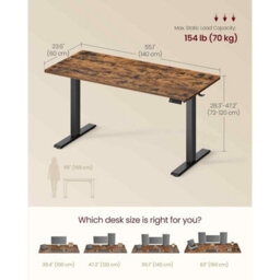 Height Adjustable Electric Work Desk With Memory Function And Sedentary Reminder, Rustic Brown - thumbnail 2