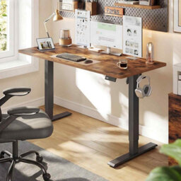 Height Adjustable Electric Work Desk With Memory Function And Sedentary Reminder, Rustic Brown - thumbnail 1