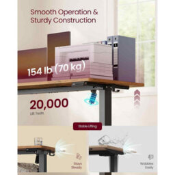 Height Adjustable Electric Work Desk With Memory Function And Sedentary Reminder, Rustic Brown - thumbnail 4