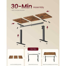 Height Adjustable Electric Work Desk With Memory Function And Sedentary Reminder, Rustic Brown - thumbnail 6