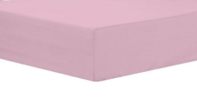 Basics Fitted Sheet In Pink - Three Quarter