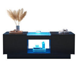 Led Coffee Table With Storage, 2 Tiers And 2 Drawers - thumbnail 6