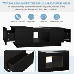 Led Coffee Table With Storage, 2 Tiers And 2 Drawers - thumbnail 8