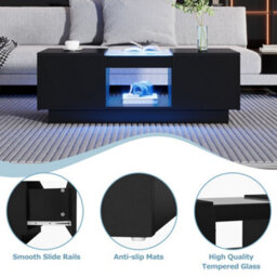 Led Coffee Table With Storage, 2 Tiers And 2 Drawers - thumbnail 5